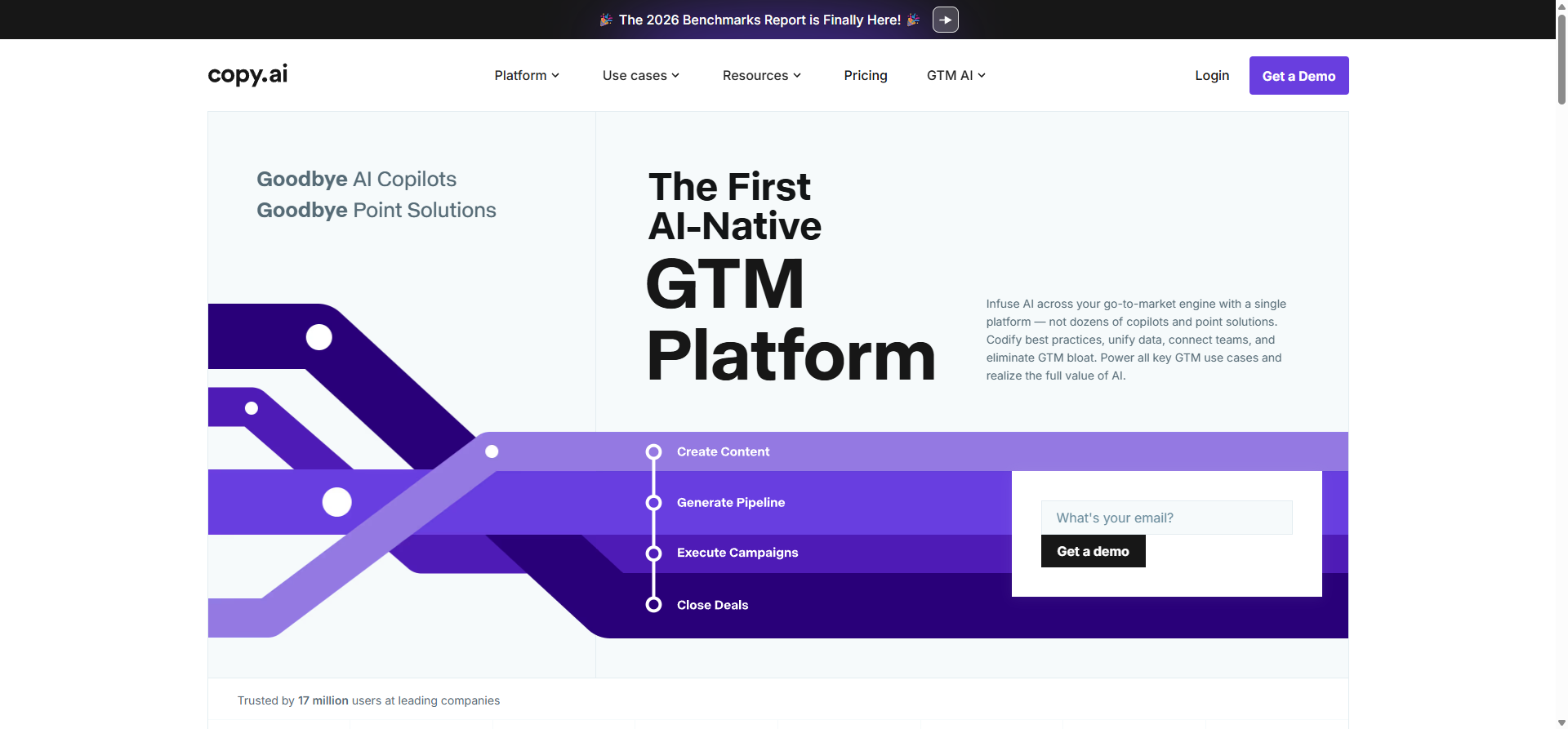 Homepage de Copy.ai con la propuesta GTM AI